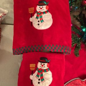 🍉 NWOT snowman bathroom decor towels!